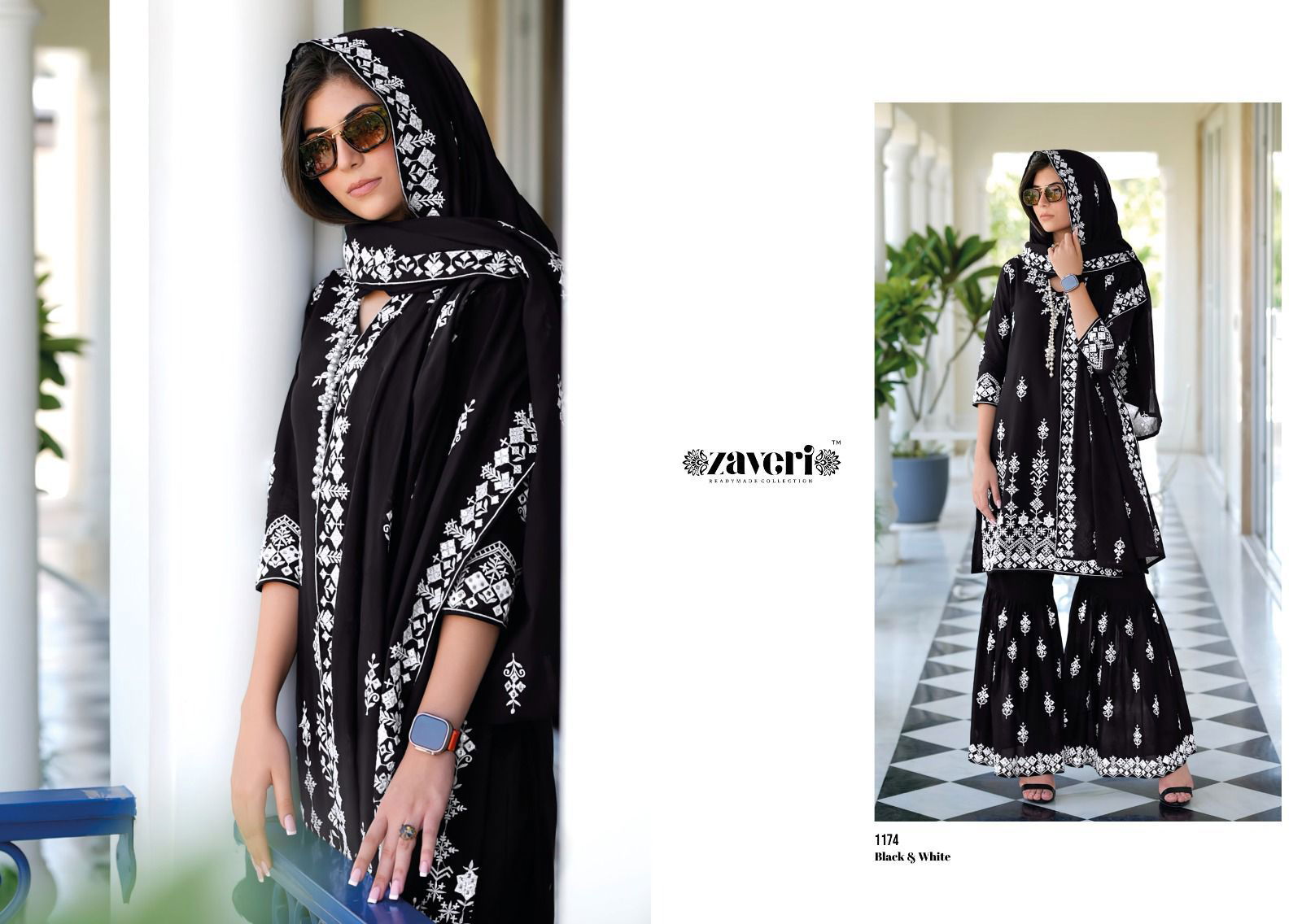 Black and White By Zaveri Readymade Sharara Suits Catalog